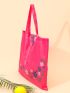 Floral Print Snap Button Shopper Bag