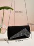 Mini Rhinestone Decor Flap Chain Suede Square Bag