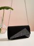 Mini Rhinestone Decor Flap Chain Suede Square Bag