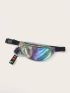 Holographic Rainbow Print Fanny Pack With Bag Charm