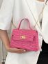 Mini Crocodile Embossed Twist Lock Flap Chain Square Bag