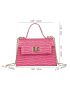 Mini Crocodile Embossed Twist Lock Flap Chain Square Bag