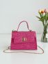 Mini Crocodile Embossed Twist Lock Flap Chain Square Bag