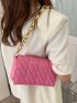 Quilted Detail Flap Chain Square Bag