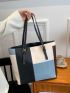 Colorblock Plaid Shoulder Tote Bag