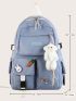 Plush Bear Charm Pocket Front Backpack