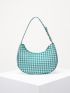 Houndstooth Zipper Baguette Bag