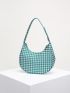 Houndstooth Zipper Baguette Bag