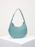 Houndstooth Zipper Baguette Bag