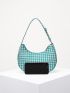 Houndstooth Zipper Baguette Bag