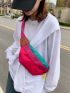 Color Block Contrast Letter Tape Fanny Pack