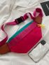 Color Block Contrast Letter Tape Fanny Pack