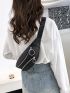 Textured Zip Front Waist Bag