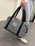 Houndstooth Graphic Large Capacity Shoulder Tote Bag