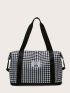 Houndstooth Graphic Large Capacity Shoulder Tote Bag