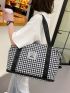 Houndstooth Graphic Large Capacity Shoulder Tote Bag