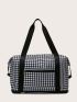 Houndstooth Graphic Large Capacity Shoulder Tote Bag