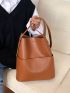 Large Capacity Bucket Bag, Women's Vintage Tote Bag With Wide Strap