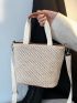 Two Tone Double Handle Straw Bag