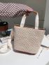 Two Tone Double Handle Straw Bag