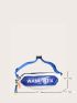 Letter Graphic Colorblock Fanny Pack Without Bag Charm