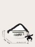 Letter Graphic Pocket Front Waist Bag