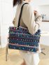 Bead & Tassel Decor Shoulder Tote Bag