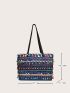 Bead & Tassel Decor Shoulder Tote Bag