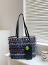 Bead & Tassel Decor Shoulder Tote Bag