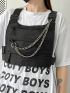 Letter Label & Chain Decor Chest Rig Bag