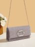 Minimalist Rhinestone Decor Flap Square Bag