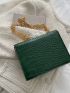 Mini Crocodile Embossed Metal Lock Flap Chain Square Bag