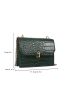 Mini Crocodile Embossed Metal Lock Flap Chain Square Bag