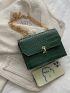 Mini Crocodile Embossed Metal Lock Flap Chain Square Bag