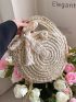 Twilly Scarf Decor Braided Detail Straw Bag