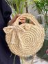 Twilly Scarf Decor Braided Detail Straw Bag