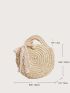 Twilly Scarf Decor Braided Detail Straw Bag