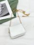 Mini Letter Graphic Metal Decor Flap Chain Square Bag