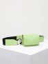 Crocodile Embossed Chain Decor Artificial Patent Leather Belt Bag