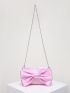 Bow Decor Chain Satin Square Bag