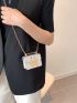 Mini Crocodile Embossed Push Lock Chain Flap Square Bag