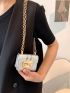 Mini Crocodile Embossed Push Lock Chain Flap Square Bag