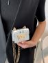 Mini Crocodile Embossed Push Lock Chain Flap Square Bag