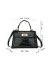 Mini Crocodile Embossed Twist Lock Top Handle Flap Square Bag