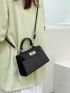 Mini Crocodile Embossed Twist Lock Top Handle Flap Square Bag