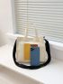 Color Block Canvas Square Bag