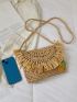 Pineapple & Tassel Decor Flap Straw Bag