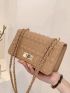 Mini Quilted Twist Lock Chain Flap Square Bag