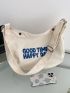 Medium Letter Print Hobo Bag Unisex Style