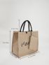 Letter Graphic Straw Bag With Coin Purse